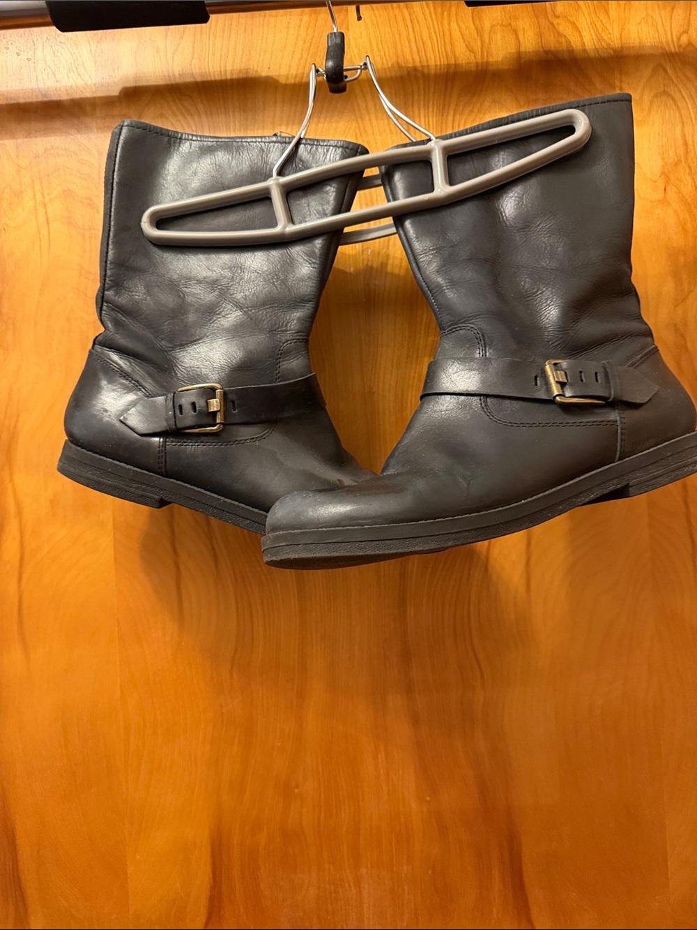 Easy Spirit Women's Black Leather Ankle Booties with Buckle Detail